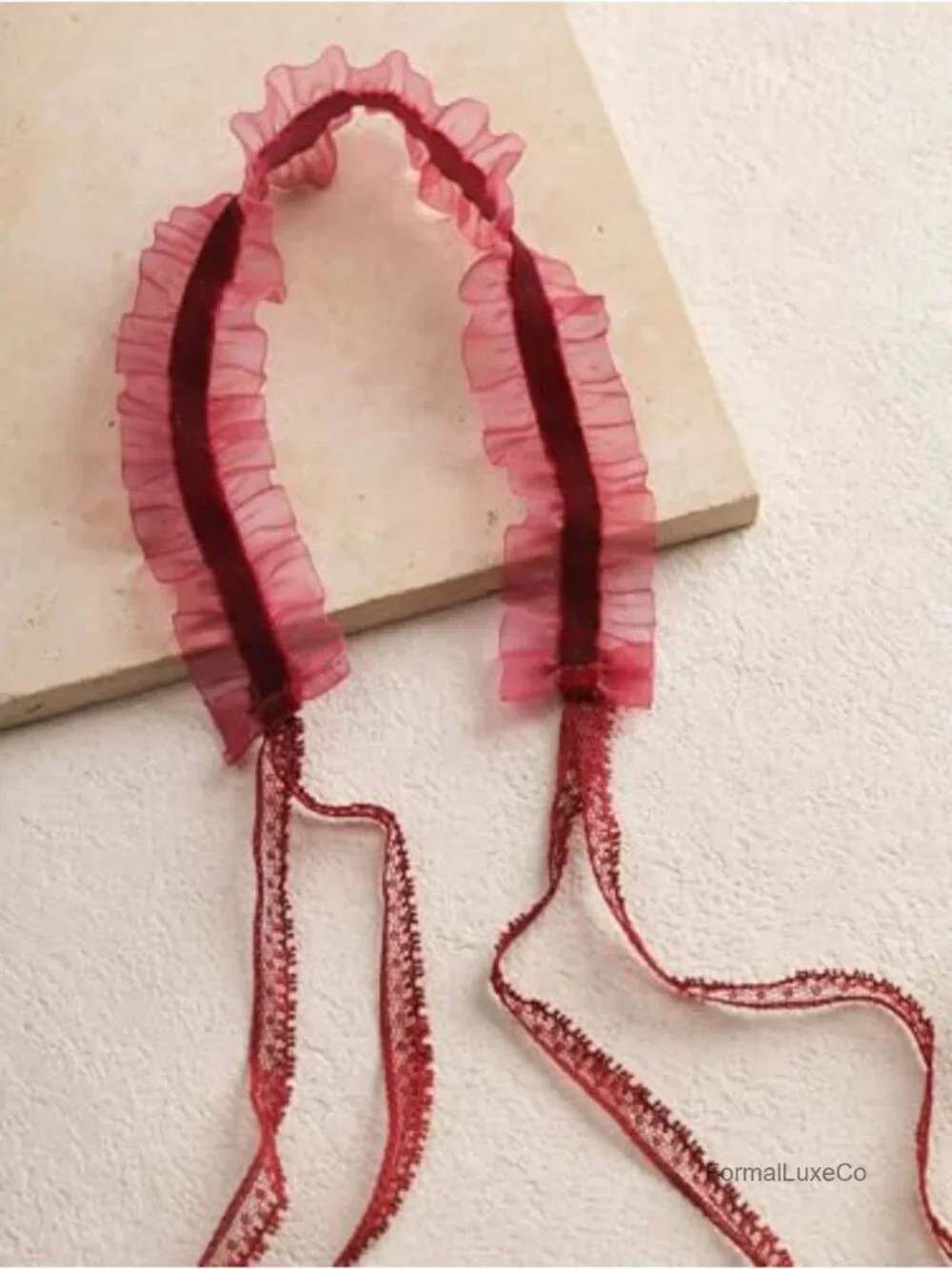 Victorian Red Velvet Lace Choker Necklace Gothic Woman Jewelry Gift